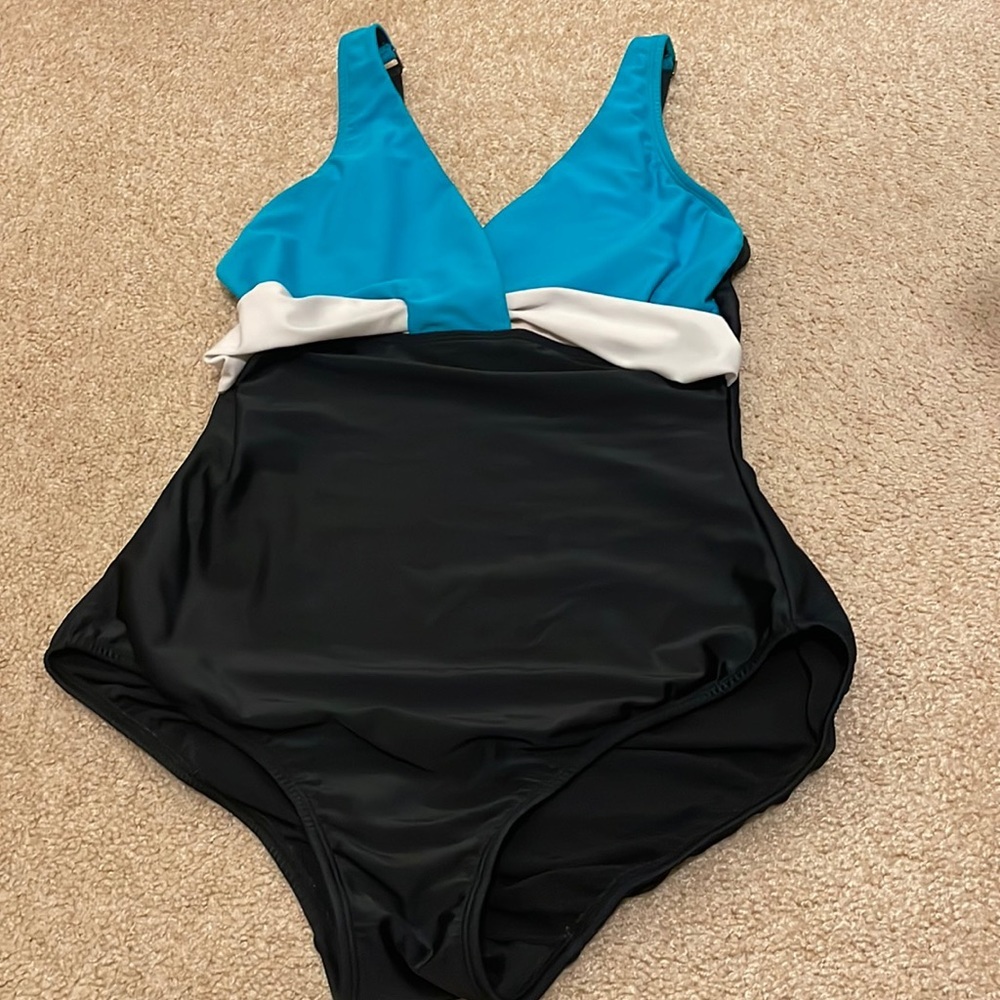 VENUS Blue and Black One Piece Swimsuit